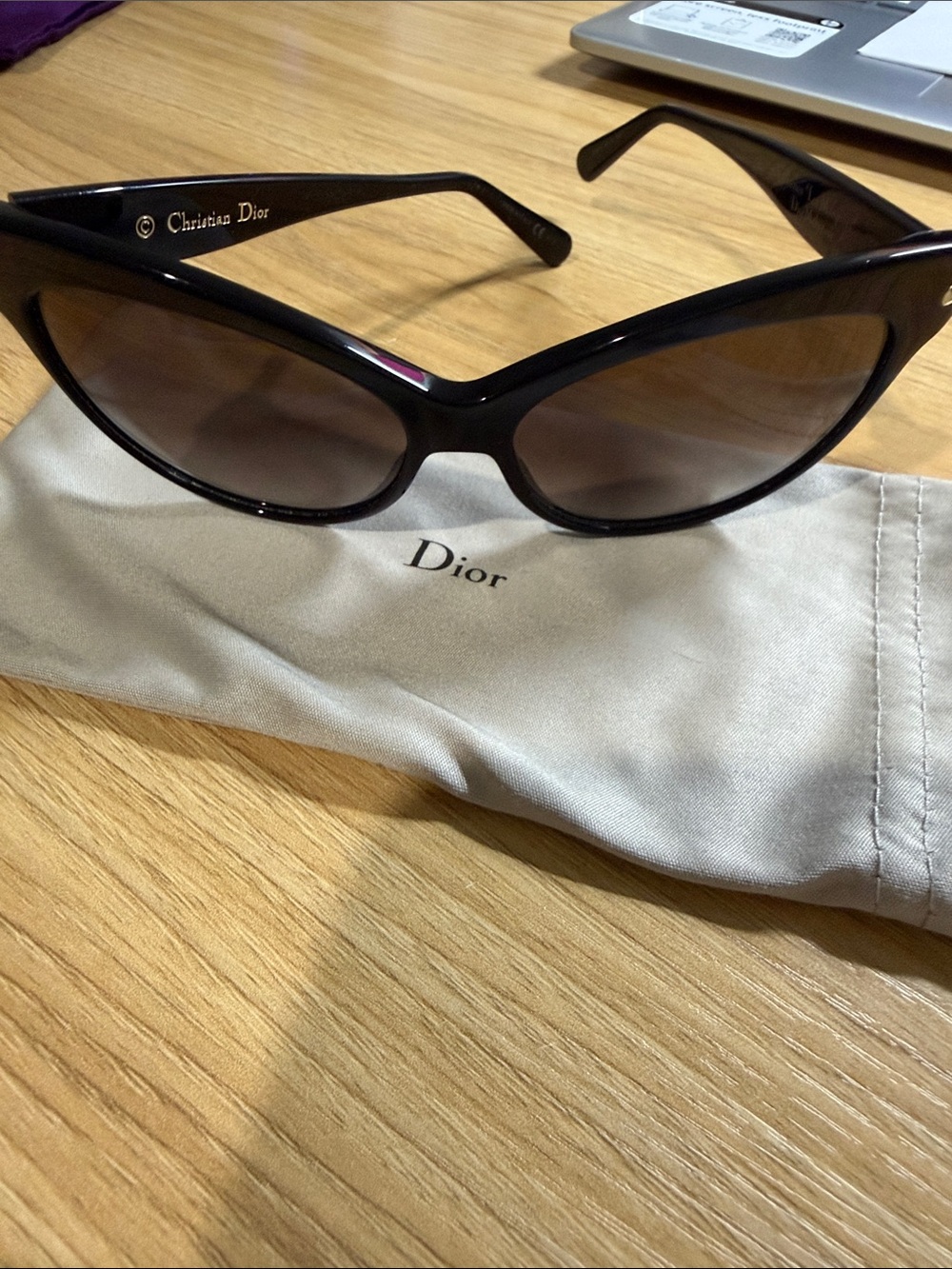 Dior Cat-Eye Sunglasses in Black with Brown Gradient Lenses